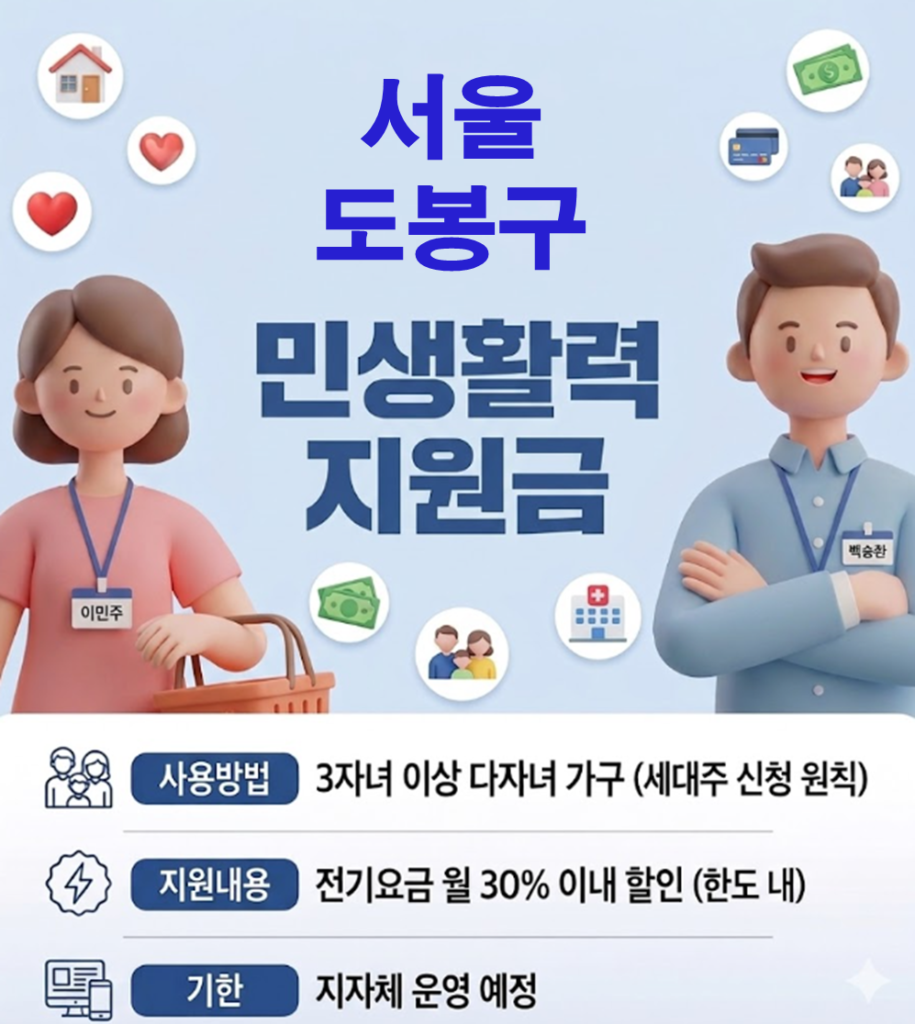 도봉구 민생활력지원금 지급 될까? (복지 혜택 정리)