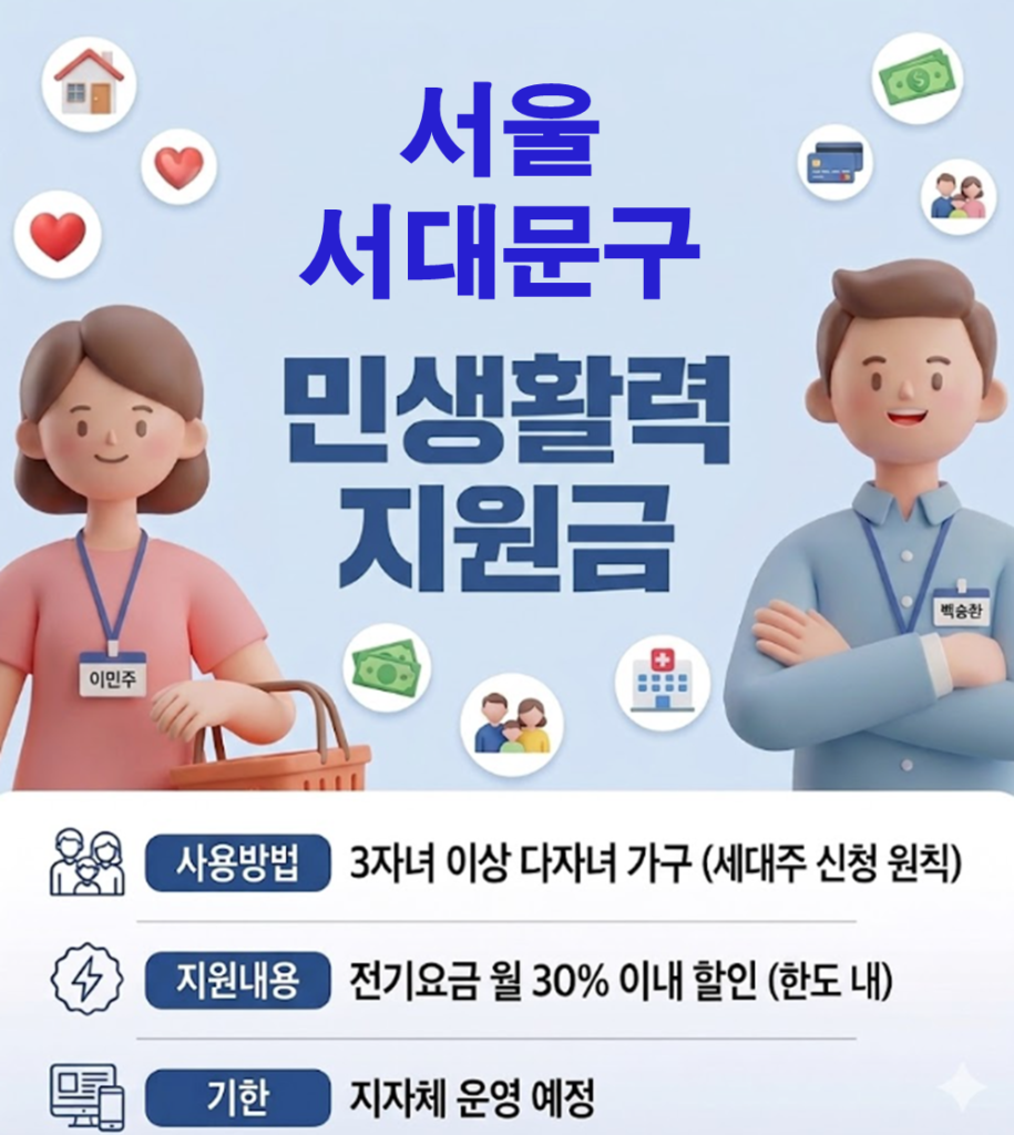 서대문구 민생활력지원금 지급 될까? (복지 혜택 정리)