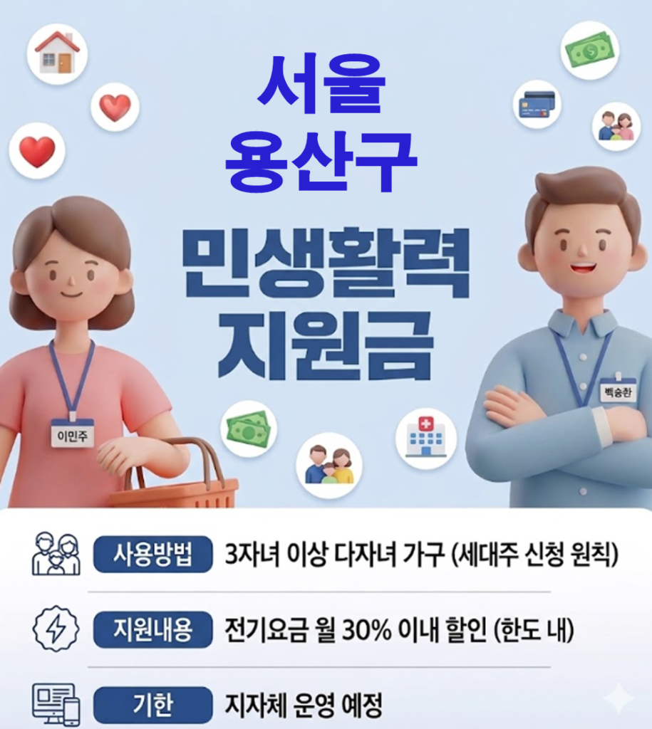 용산구 민생활력지원금 지급 될까? (복지 혜택 정리)