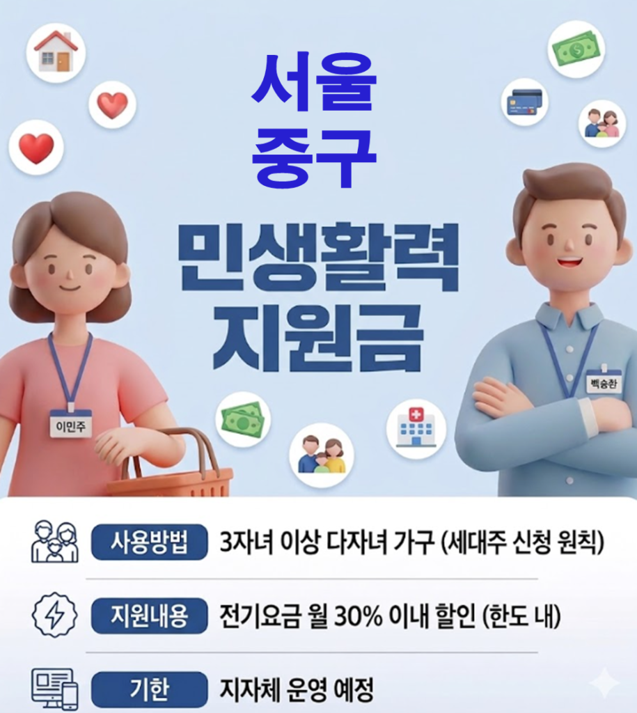 서울 중구 민생활력지원금 지급 될까? (복지 혜택 정리)