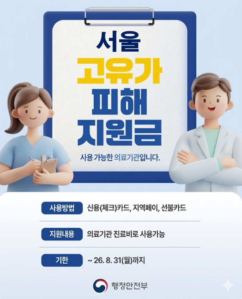 서울 고유가 피해지원금 임플란트 치과 안내